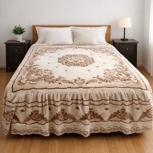 Retro Vintage Chenille Bedspread Queen Size – Grandmillenial 70s 80s Bedding